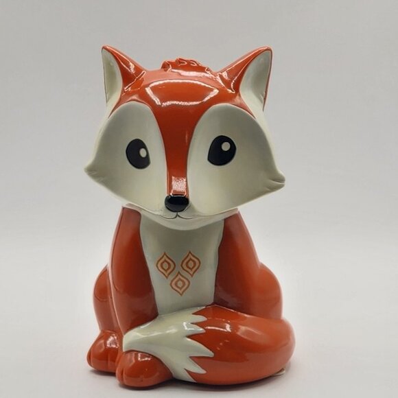 Red Fox Ceramic Coin Bank Burnt Orange White Fab NY Piggy Bank Foxy - Picture 3 of 11
